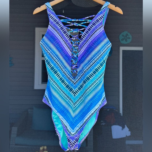 Bleu Rod Beattie - Knotty Lace Down One Piece Swimsuit - Women’s Size 8 - Picture 3 of 10